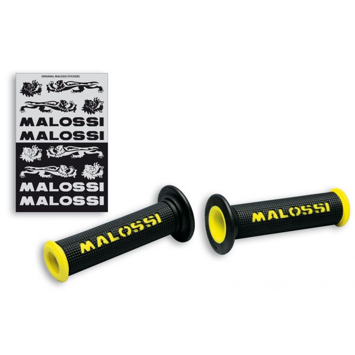 2 BLACK ROČKE z YELLOW Malossi logo zaprti konci