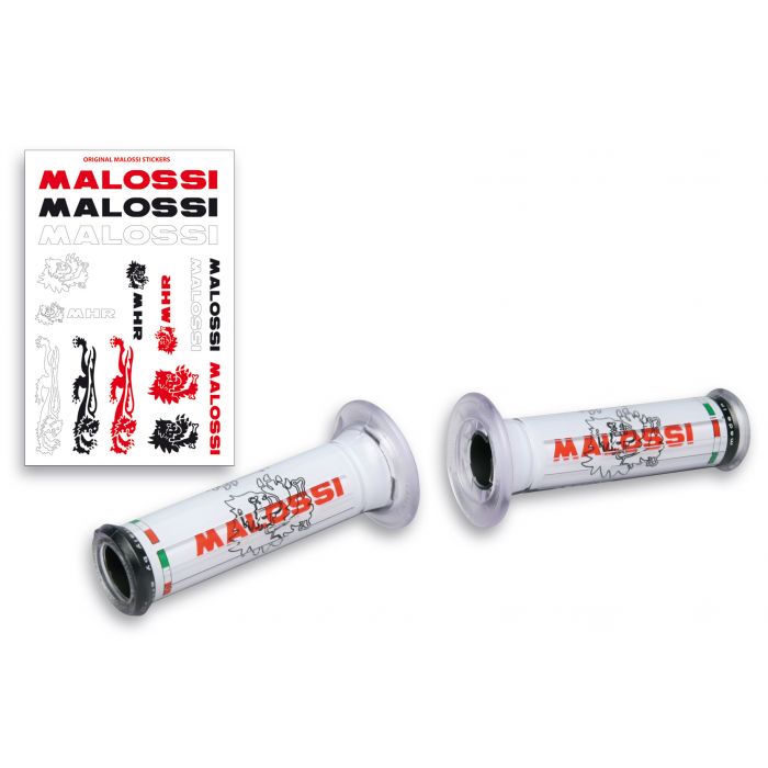 2 WHITE ROČKE z Malossi TRIBAL logo premer Ø 30 odprti konci